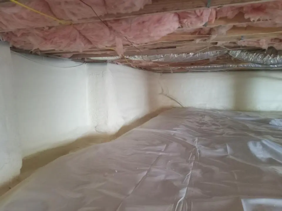 Crawl space encapsulation with closed-cell spray foam for Roof Waterproofing in Belmont